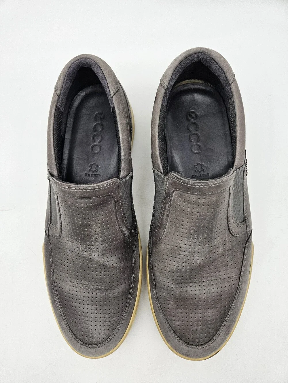 ECCO Collin 2.0 Shoes Men's Size 11 Gray Leather Slip On Casual Loafers